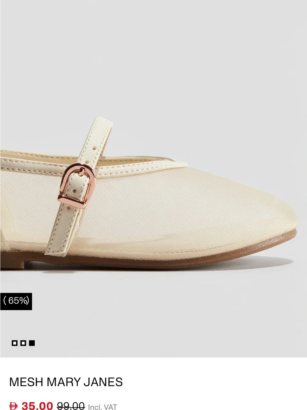 H&M Beige Mesh Mary Jane Flats with Strap